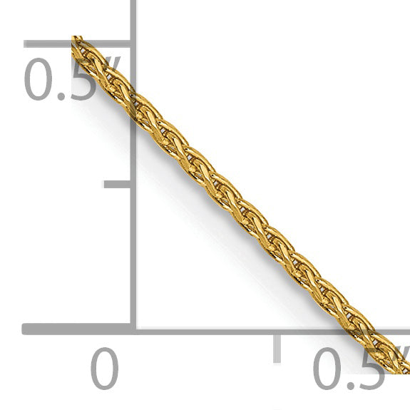 14K Yellow Gold 14 Inch 1mm Diamond-Cut Parisian Wheat With Lobster Clasp Chain Necklace