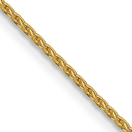14K Yellow Gold 14 Inch 1mm Diamond-Cut Parisian Wheat With Lobster Clasp Chain Necklace