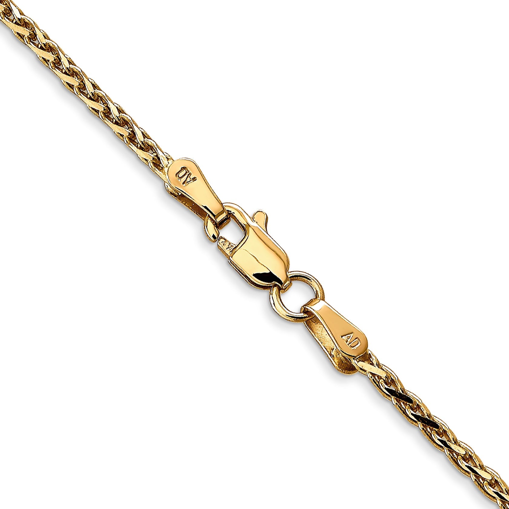 14K Yellow Gold 1.9mm Diamond-Cut Parisian Wheat With Lobster Clasp Chain Necklace