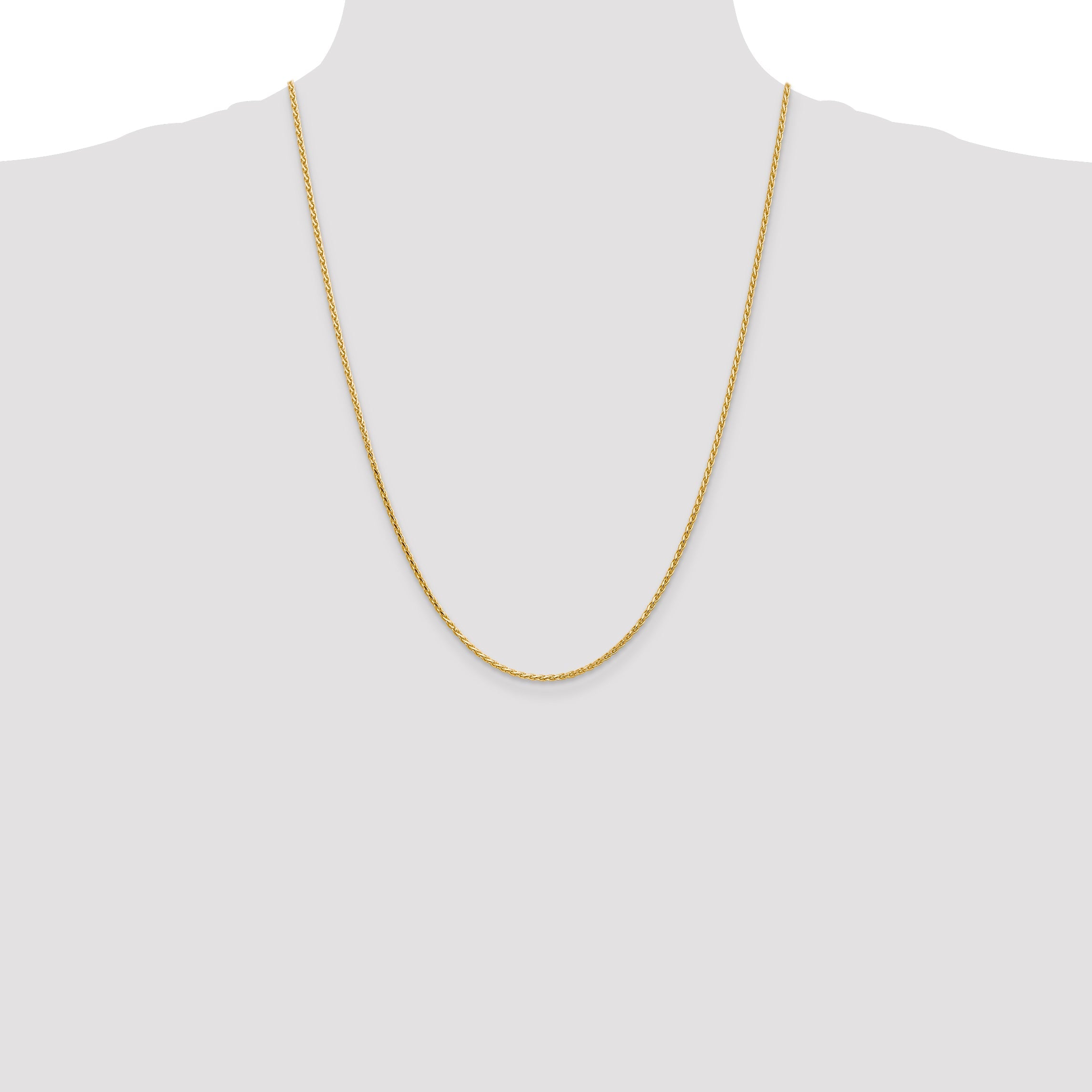 14K Yellow Gold 1.9mm Diamond-Cut Parisian Wheat With Lobster Clasp Chain Necklace