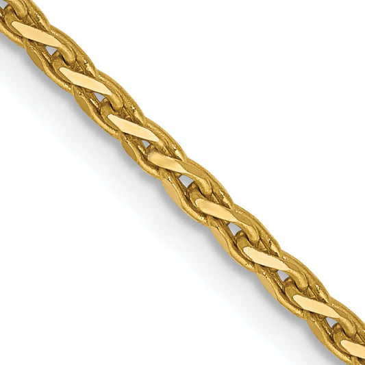 14K Yellow Gold 16 Inch 1.9mm Diamond-Cut Parisian Wheat With Lobster Clasp Chain Necklace