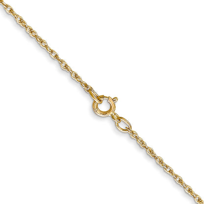 14K Yellow Gold .8mm Light Baby Rope With Spring Ring Clasp Chain Necklace