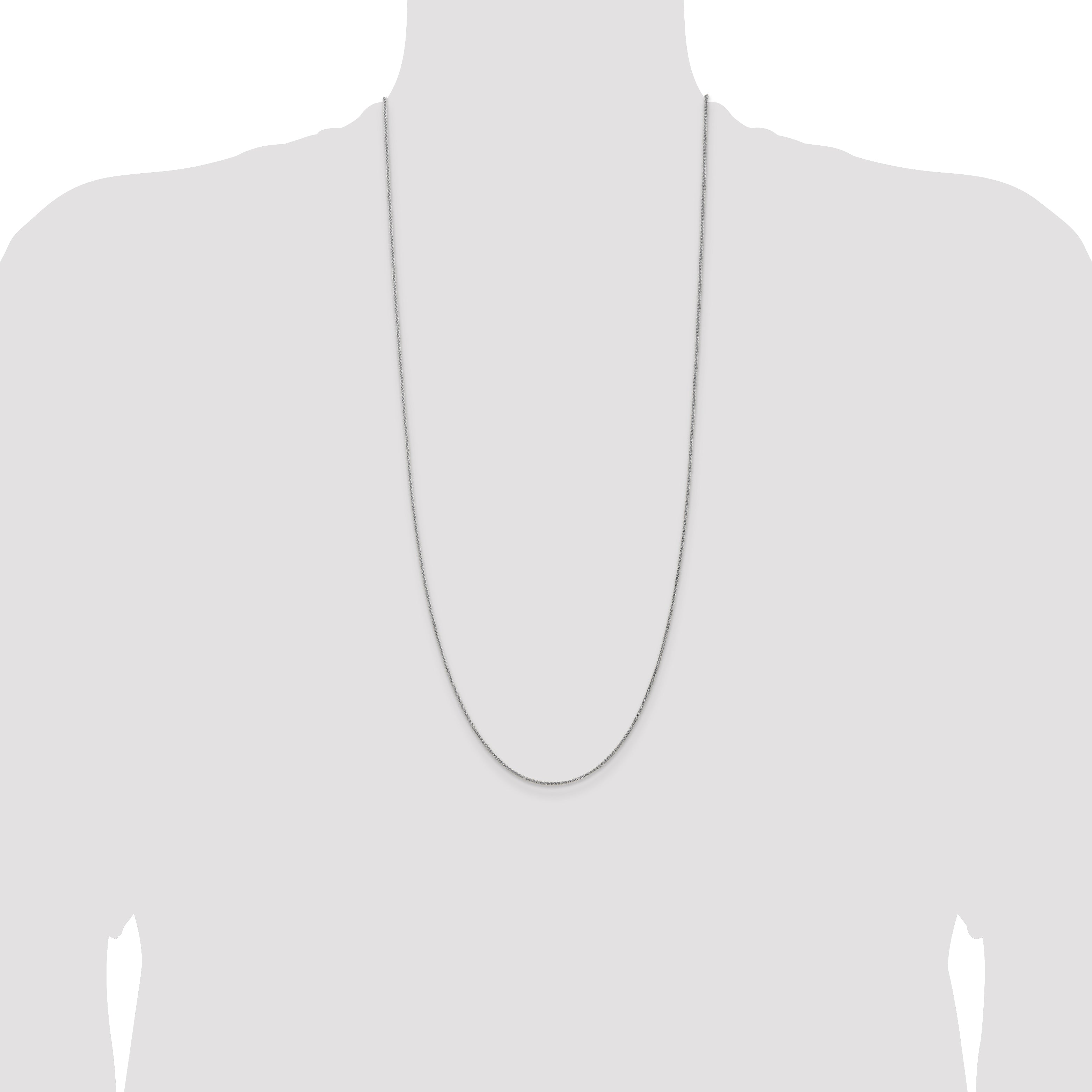 14K White Gold 1.25mm Spiga With Lobster Clasp Chain Necklace