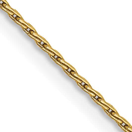14K Yellow Gold 18 Inch 1mm Round Parisian Wheat With Lobster Clasp Chain Necklace