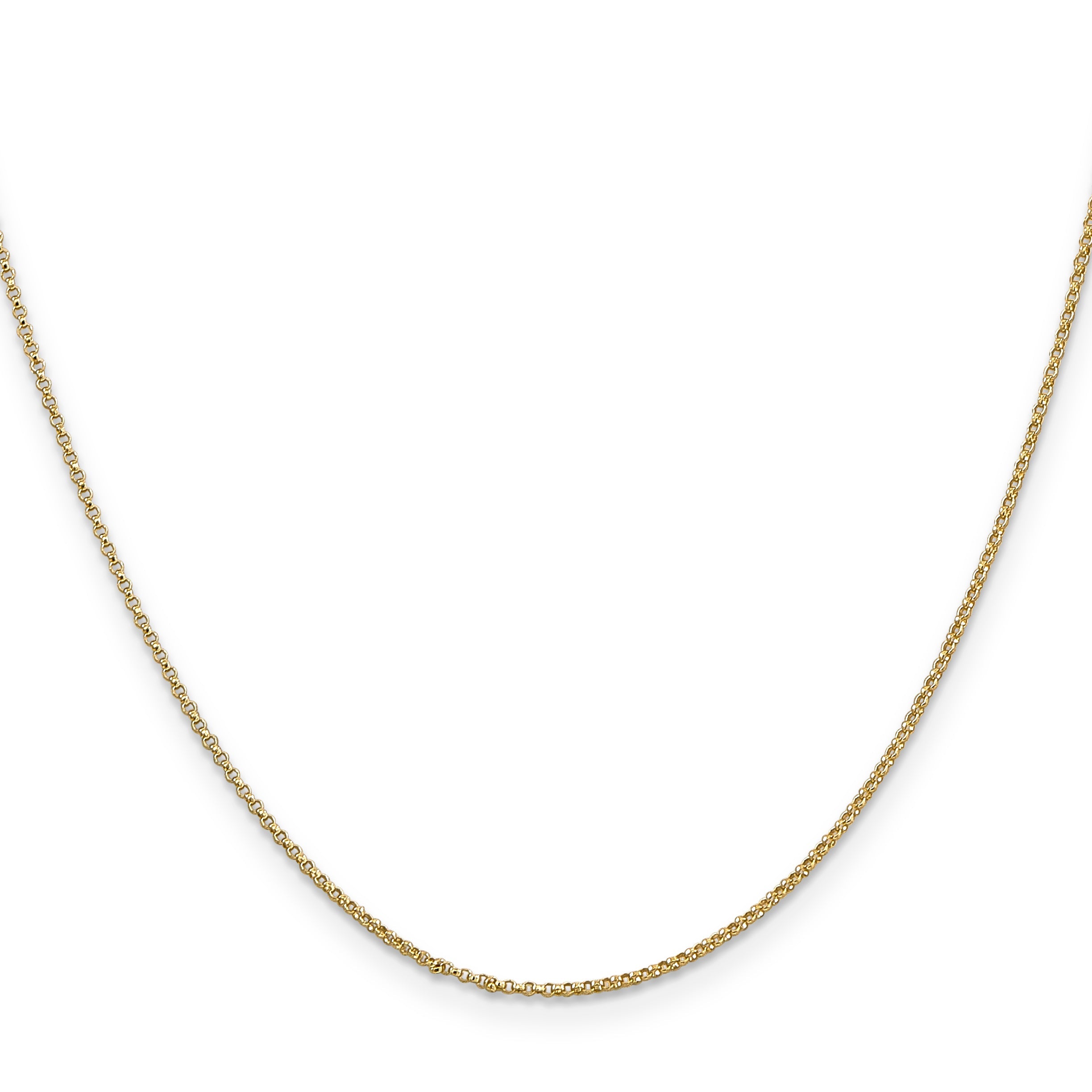 14K Yellow Gold 1.15mm Rolo With Lobster Clasp Pendant Chain Necklace