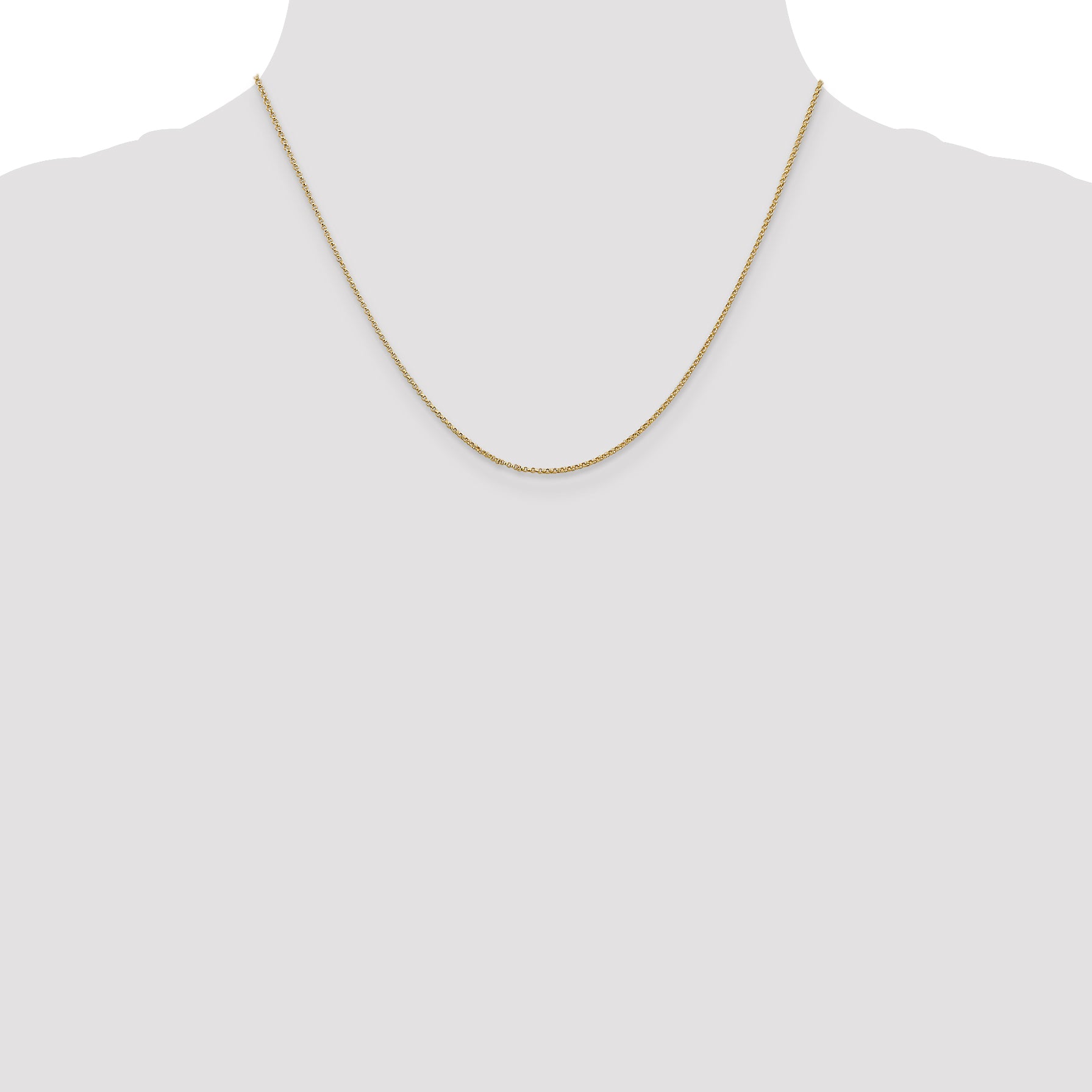 14K Yellow Gold 1.15mm Rolo With Lobster Clasp Pendant Chain Necklace