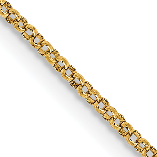 14K Yellow Gold 1.15mm Rolo With Lobster Clasp Pendant Chain Necklace