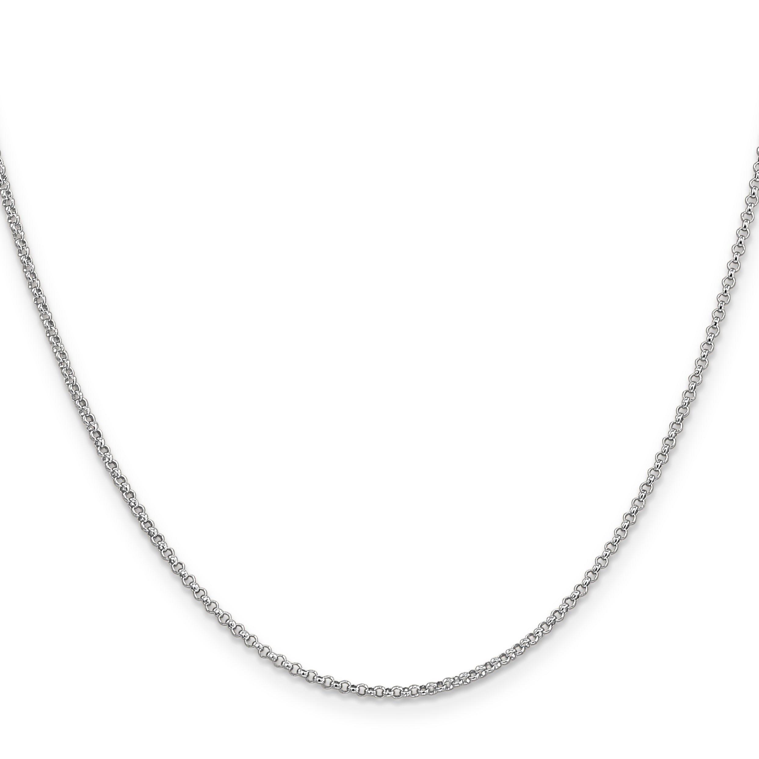 14K White Gold 1.55mm Rolo With Lobster Clasp Pendant Chain Necklace