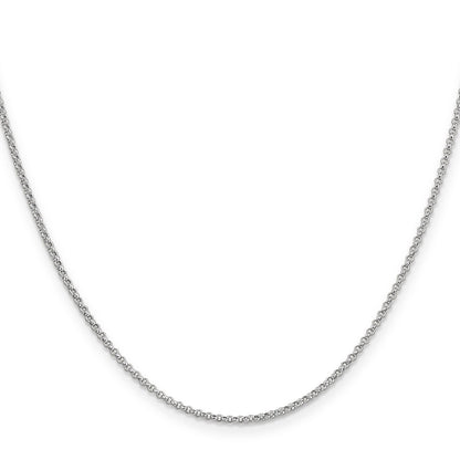 14K White Gold 1.55mm Rolo With Lobster Clasp Pendant Chain Necklace