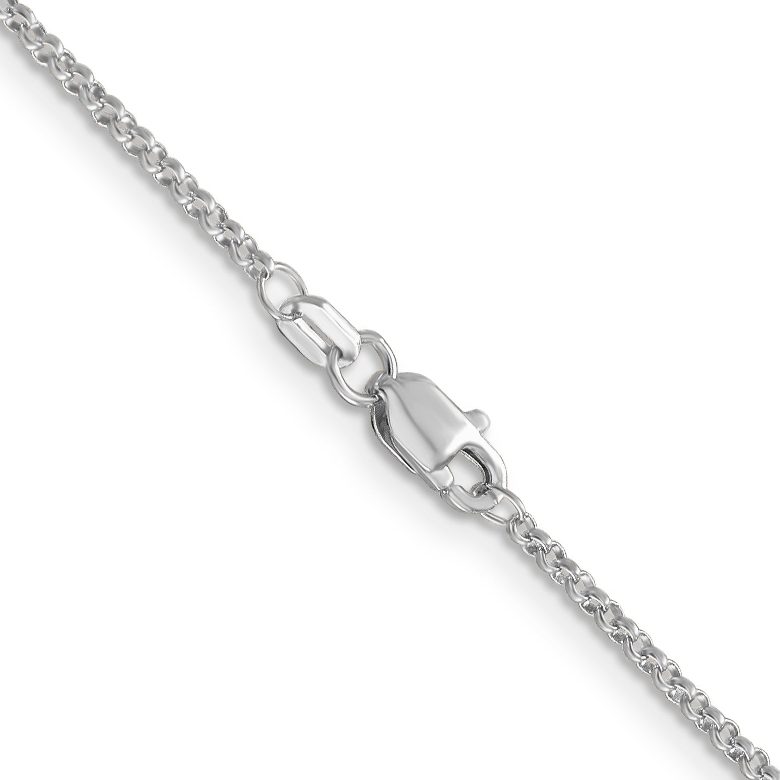 14K White Gold 1.55mm Rolo With Lobster Clasp Pendant Chain Necklace