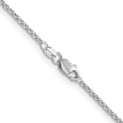 14K White Gold 1.55mm Rolo With Lobster Clasp Pendant Chain Necklace