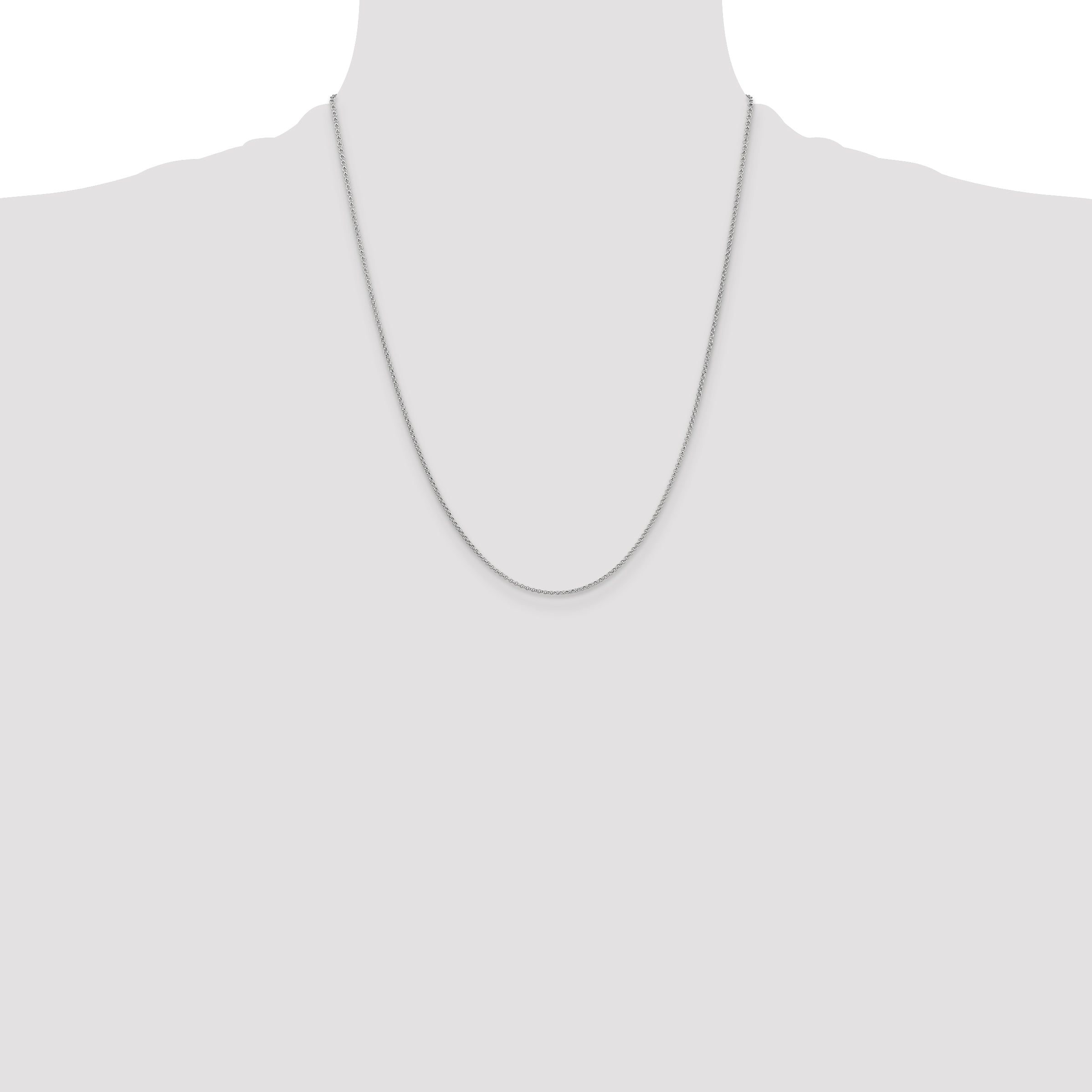 14K White Gold 1.55mm Rolo With Lobster Clasp Pendant Chain Necklace