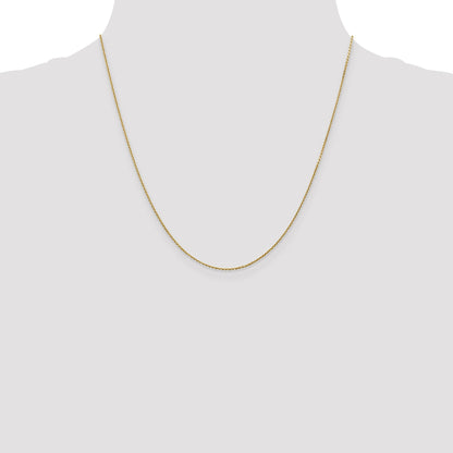 14K Yellow Gold .9mm Diamond-Cut Round Open Link Cable With Lobster Clasp Chain Necklace