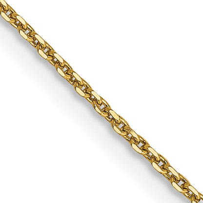 14K Yellow Gold .9mm Diamond-Cut Round Open Link Cable With Lobster Clasp Chain Necklace
