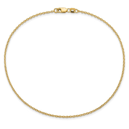 14K Yellow Gold 10 inch 1.4mm Forzantine Cable with Lobster Clasp Anklet