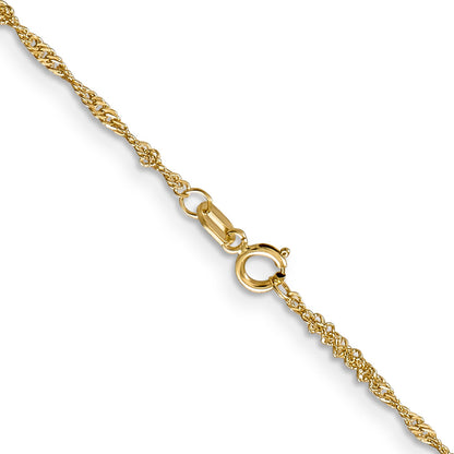 14K Yellow Gold 22 Inch 1.40mm Singapore With Spring Ring Clasp Chain Necklace