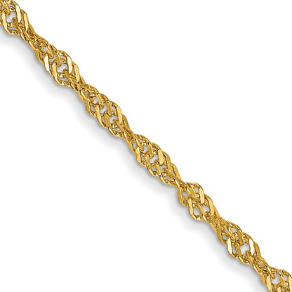 14K Yellow Gold 20 Inch 1.40mm Singapore With Spring Ring Clasp Chain Necklace