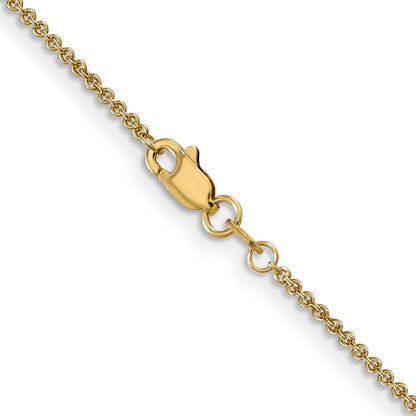 14K Yellow Gold 1.4mm Round Open Link Cable With Lobster Clasp Chain Necklace