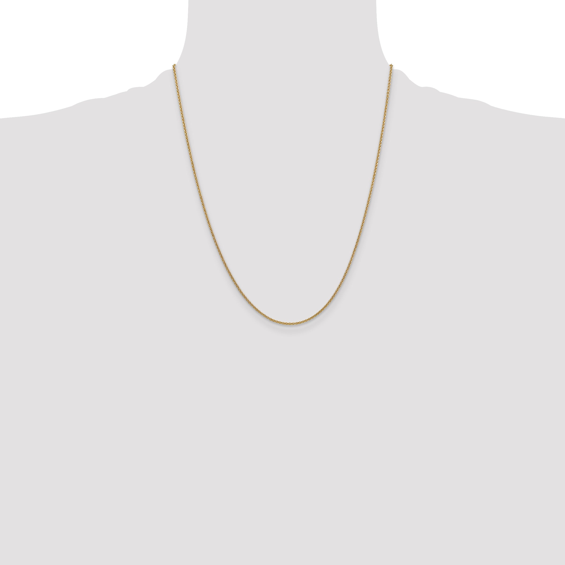 14K Yellow Gold 1.4mm Round Open Link Cable With Lobster Clasp Chain Necklace