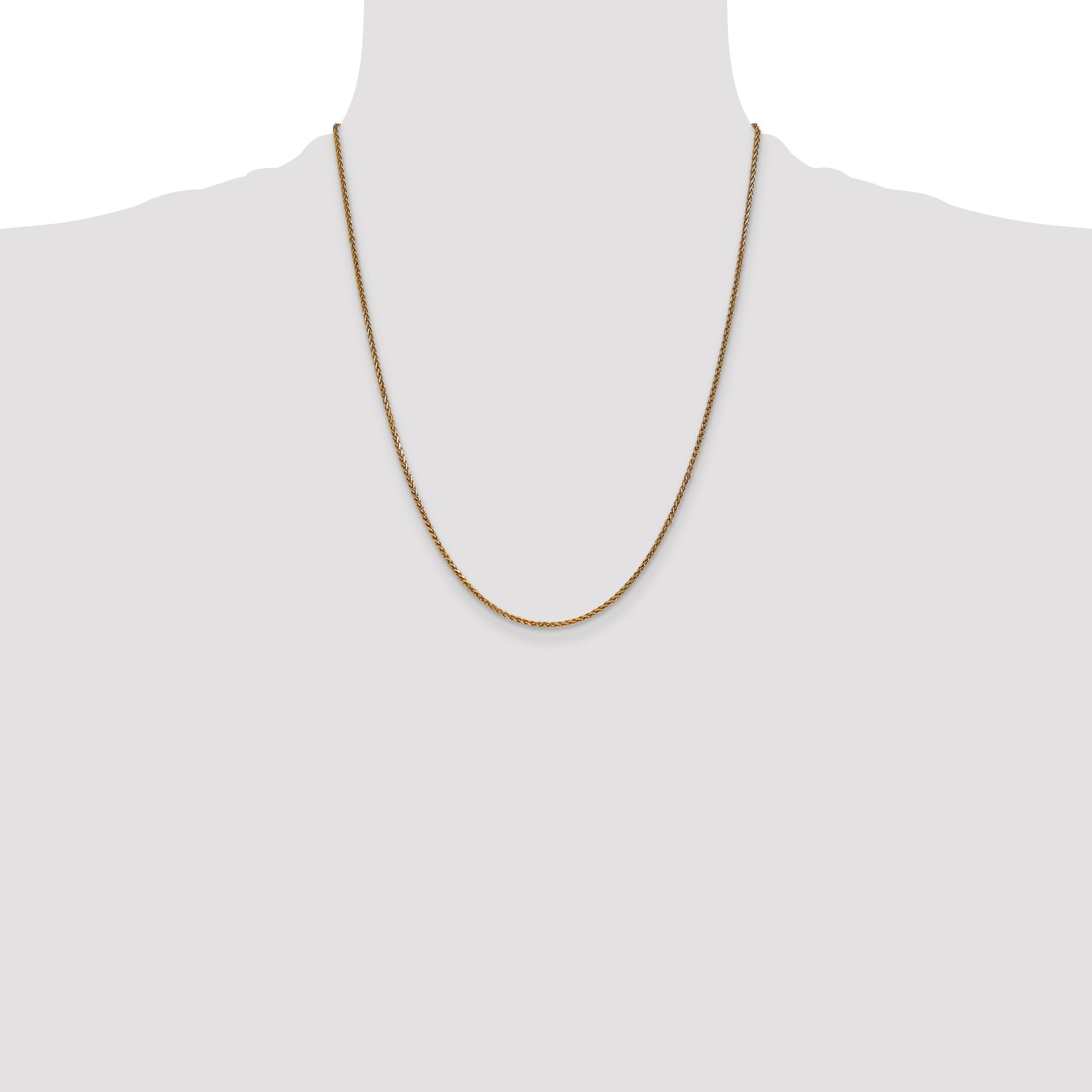 14K Yellow Gold 1.7mm Diamond-Cut Spiga With Lobster Clasp Chain Necklace