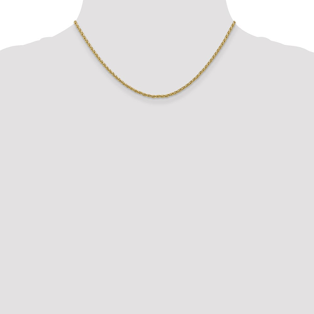 14K Yellow Gold 16 Inch 2.25mm Parisian Wheat With Lobster Clasp Chain Necklace