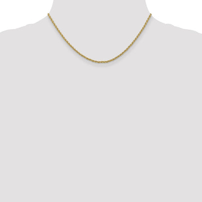 14K Yellow Gold 16 Inch 2.25mm Parisian Wheat With Lobster Clasp Chain Necklace