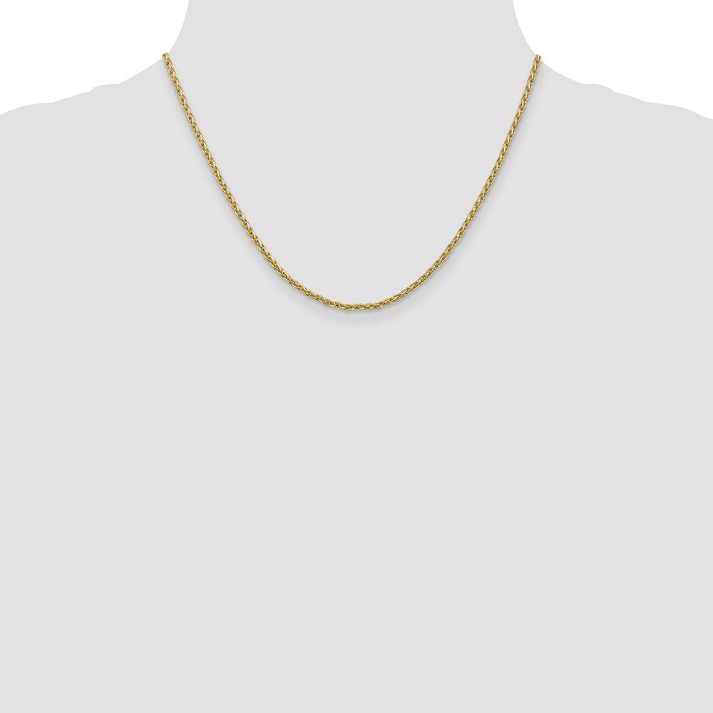14K Yellow Gold 18 Inch 2.25mm Parisian Wheat With Lobster Clasp Chain Necklace