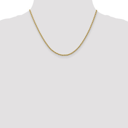 14K Yellow Gold 18 Inch 2.25mm Parisian Wheat With Lobster Clasp Chain Necklace