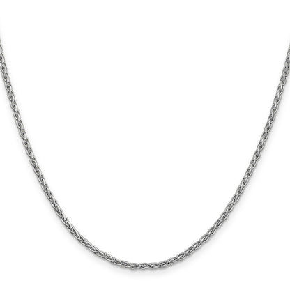 14K White Gold 24 Inch 2.25mm Parisian Wheat With Lobster Clasp Chain Necklace