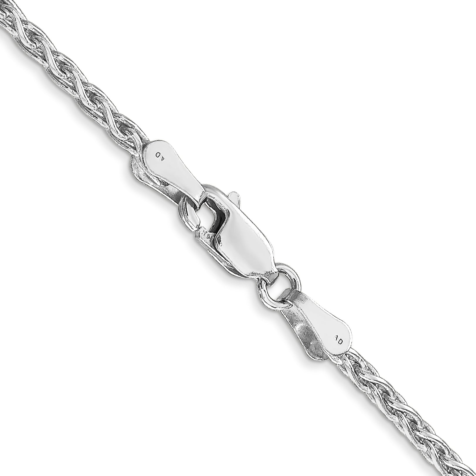14K White Gold 24 Inch 2.25mm Parisian Wheat With Lobster Clasp Chain Necklace