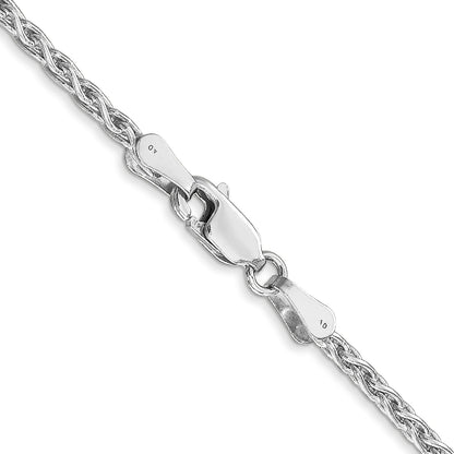 14K White Gold 24 Inch 2.25mm Parisian Wheat With Lobster Clasp Chain Necklace
