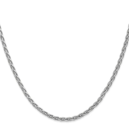 14K White Gold 18 Inch 4mm Parisian Wheat With Lobster Clasp Chain Necklace