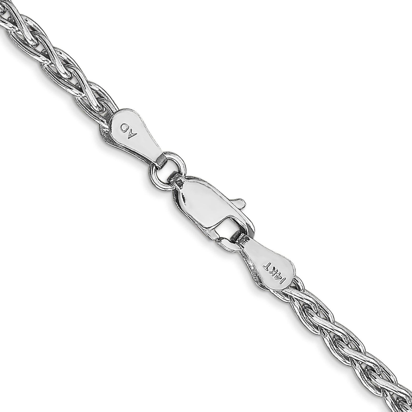 14K White Gold 24 Inch 4mm Parisian Wheat With Lobster Clasp Chain Necklace