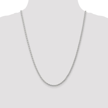 14K White Gold 24 Inch 4mm Parisian Wheat With Lobster Clasp Chain Necklace