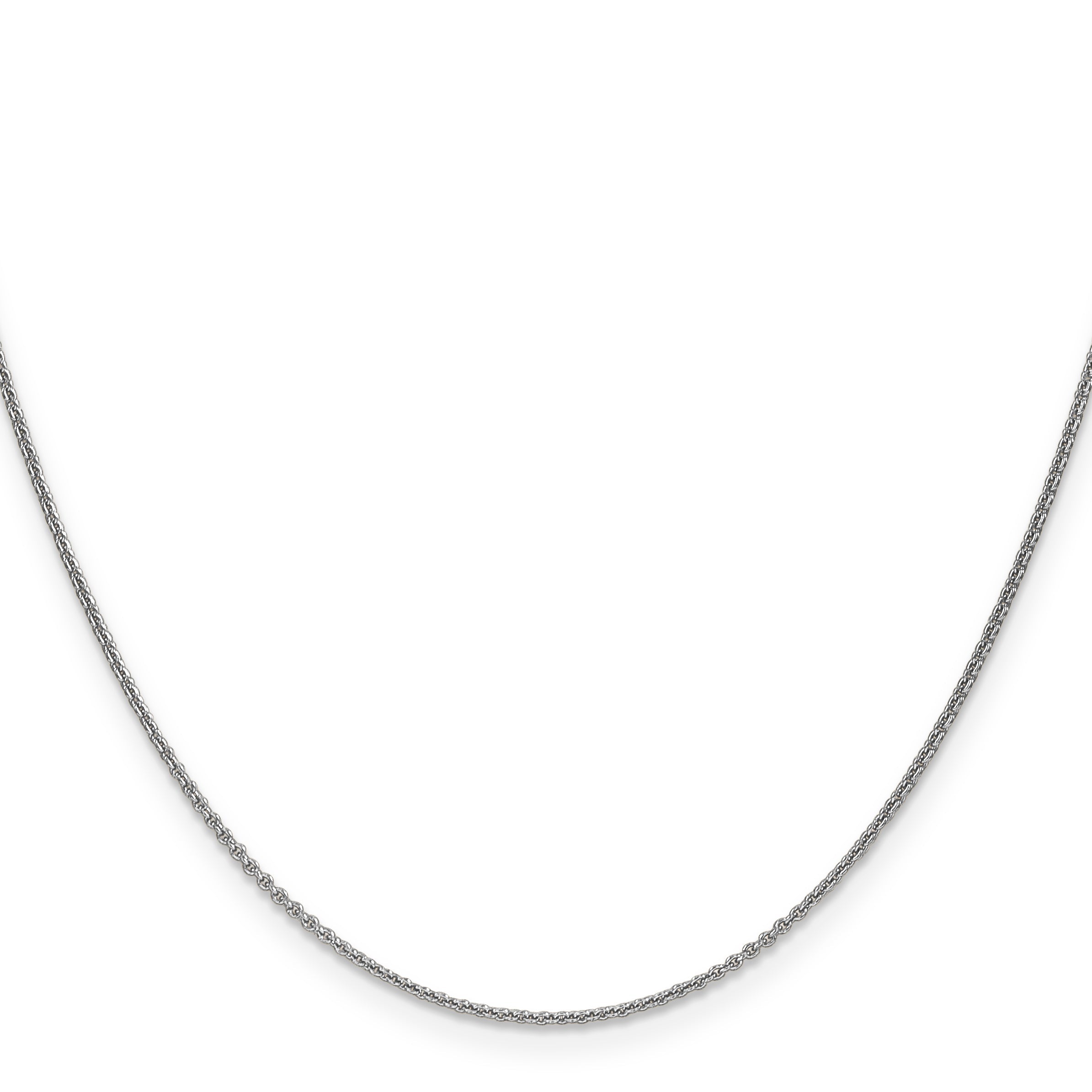 14K White Gold 14 Inch 1mm Round Open Link Cable With Lobster Clasp Chain Necklace