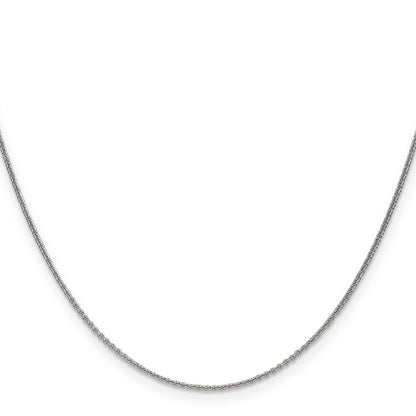 14K White Gold 14 Inch 1mm Round Open Link Cable With Lobster Clasp Chain Necklace
