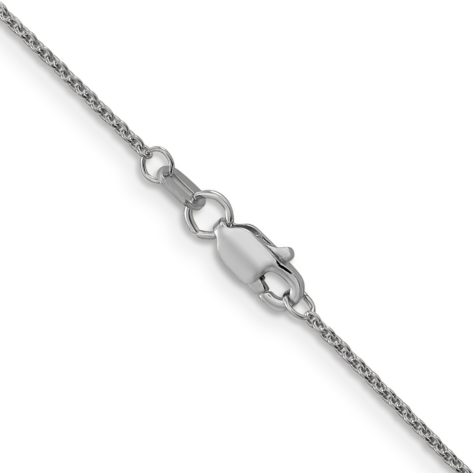 14K White Gold 14 Inch 1mm Round Open Link Cable With Lobster Clasp Chain Necklace