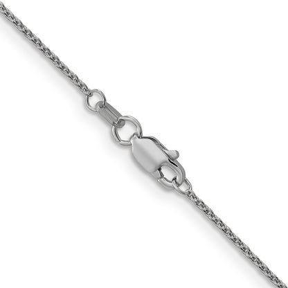 14K White Gold 14 Inch 1mm Round Open Link Cable With Lobster Clasp Chain Necklace