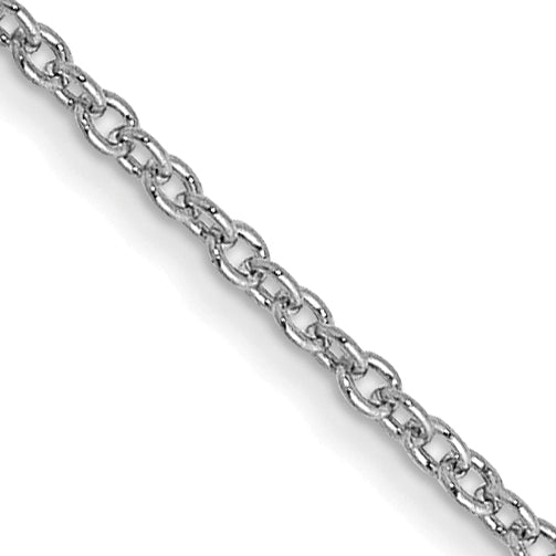 14K White Gold 14 Inch 1mm Round Open Link Cable With Lobster Clasp Chain Necklace
