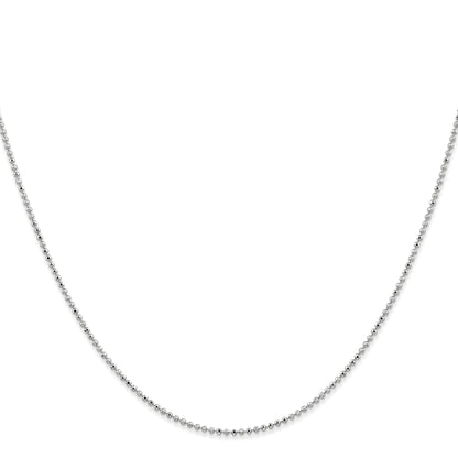 14K White Gold 18 Inch 1.2mm Diamond-Cut Beaded With Lobter Clasp Pendant Chain Necklace