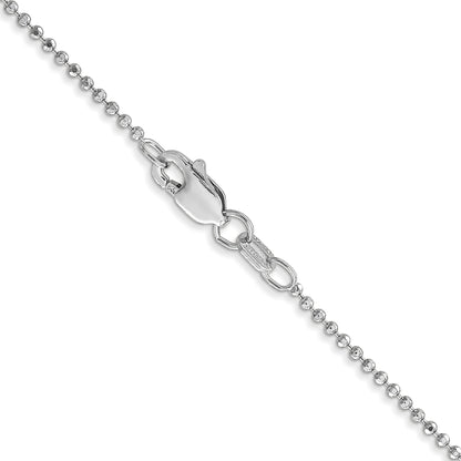 14K White Gold 24 Inch 1.2mm Diamond-Cut Beaded With Lobter Clasp Pendant Chain Necklace