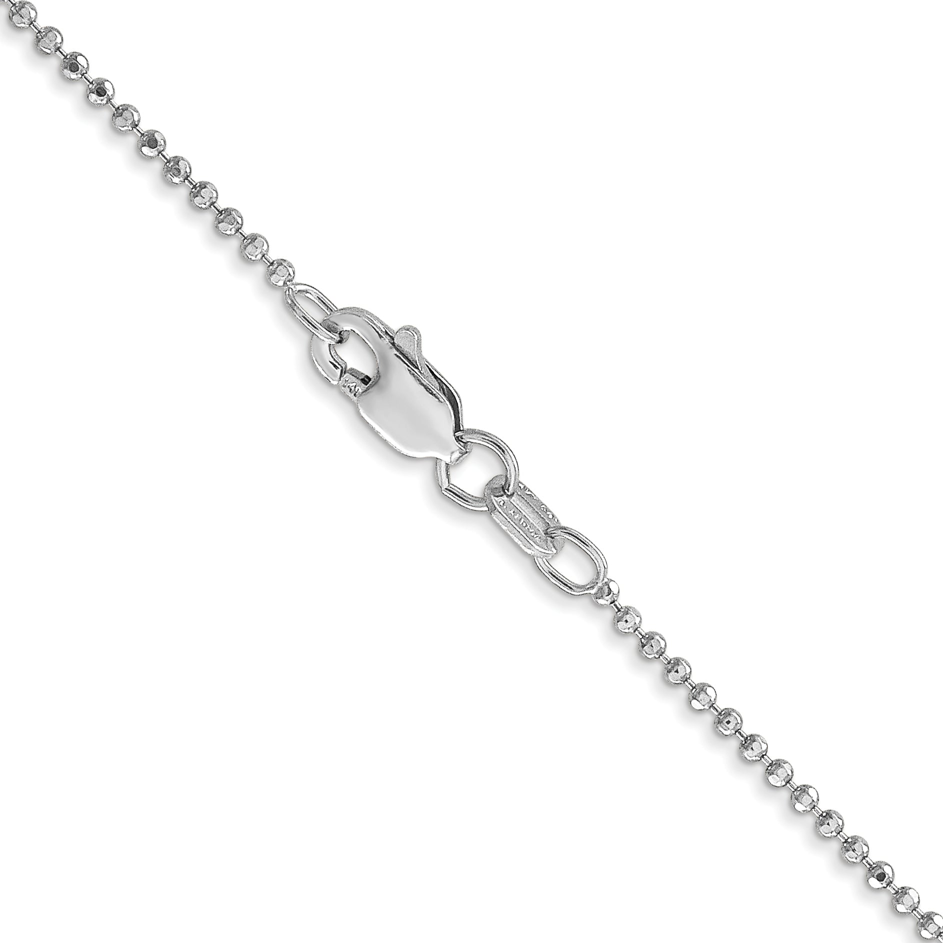14K White Gold 20 Inch 1.2mm Diamond-Cut Beaded With Lobter Clasp Pendant Chain Necklace