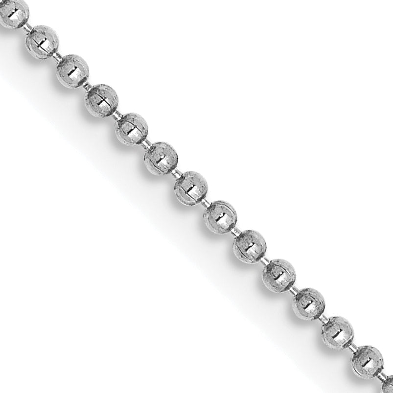 14K White Gold 18 Inch 1.2mm Diamond-Cut Beaded With Lobter Clasp Pendant Chain Necklace