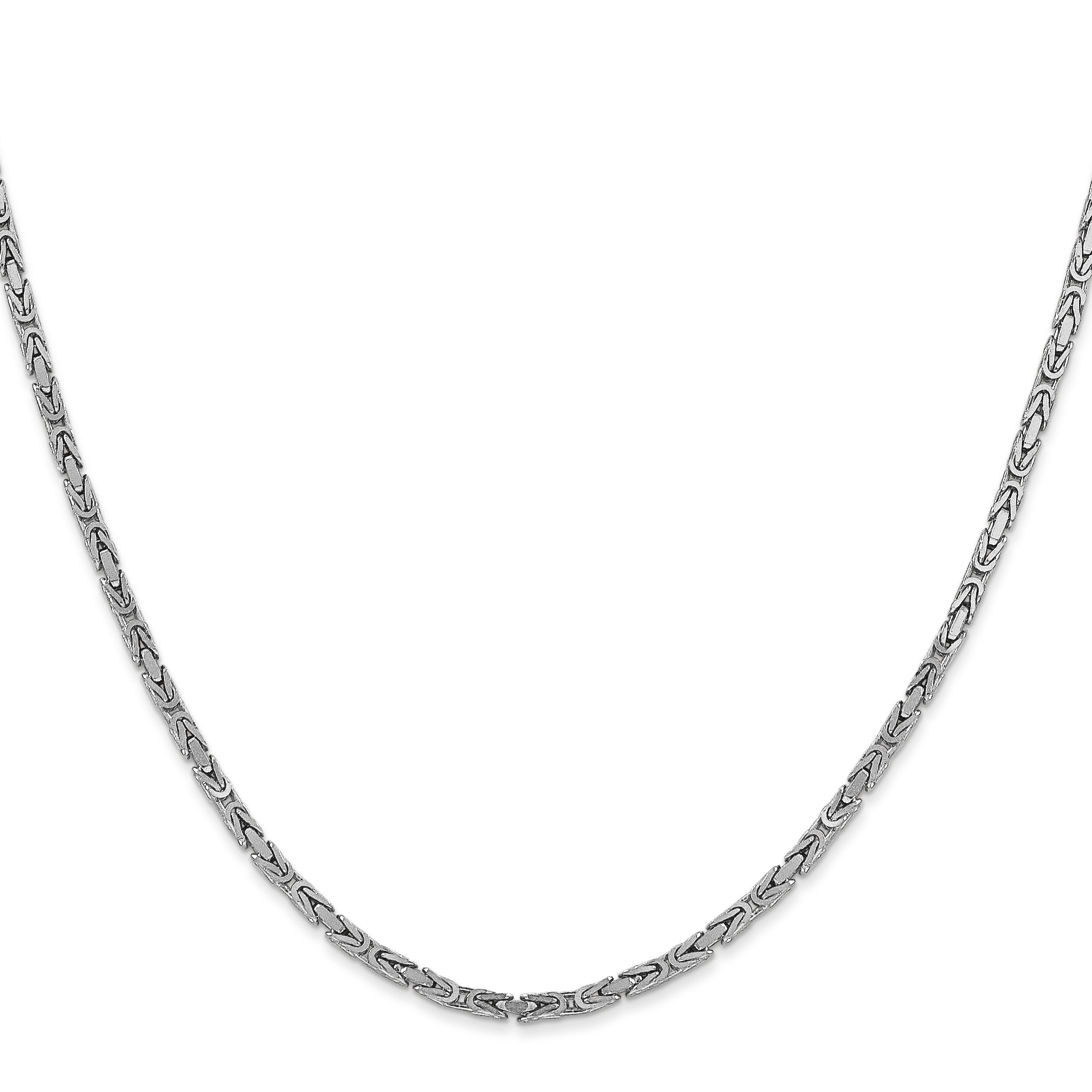 14K White Gold 18 Inch 2mm Byzantine With Lobster Clasp Chain Necklace