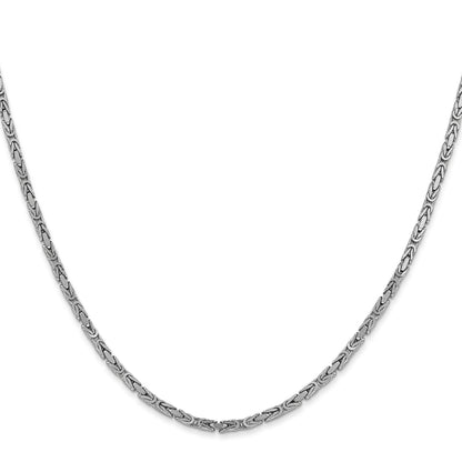 14K White Gold 18 Inch 2mm Byzantine With Lobster Clasp Chain Necklace