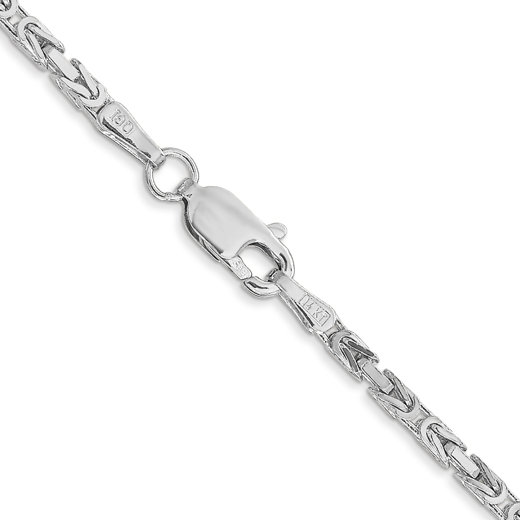 14K White Gold 18 Inch 2mm Byzantine With Lobster Clasp Chain Necklace