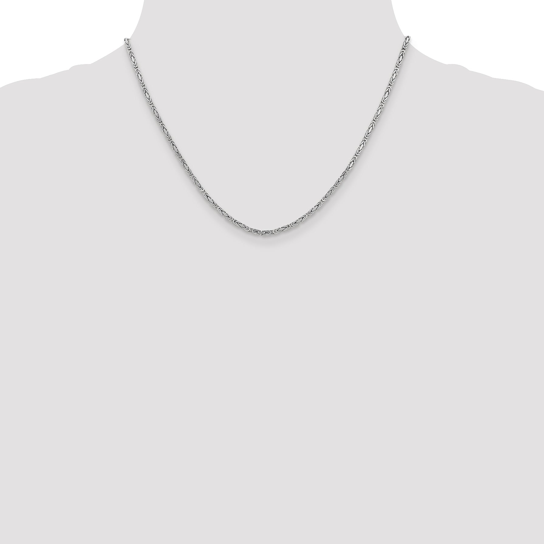 14K White Gold 18 Inch 2mm Byzantine With Lobster Clasp Chain Necklace