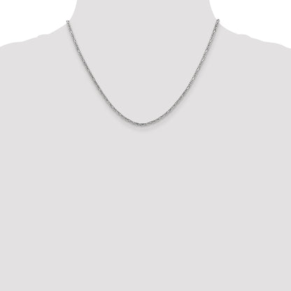 14K White Gold 18 Inch 2mm Byzantine With Lobster Clasp Chain Necklace