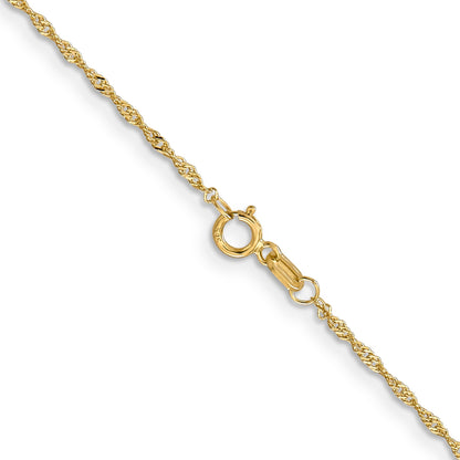 14K Yellow Gold 30 Inch 1.10mm Singapore With Spring Ring Clasp Chain Necklace