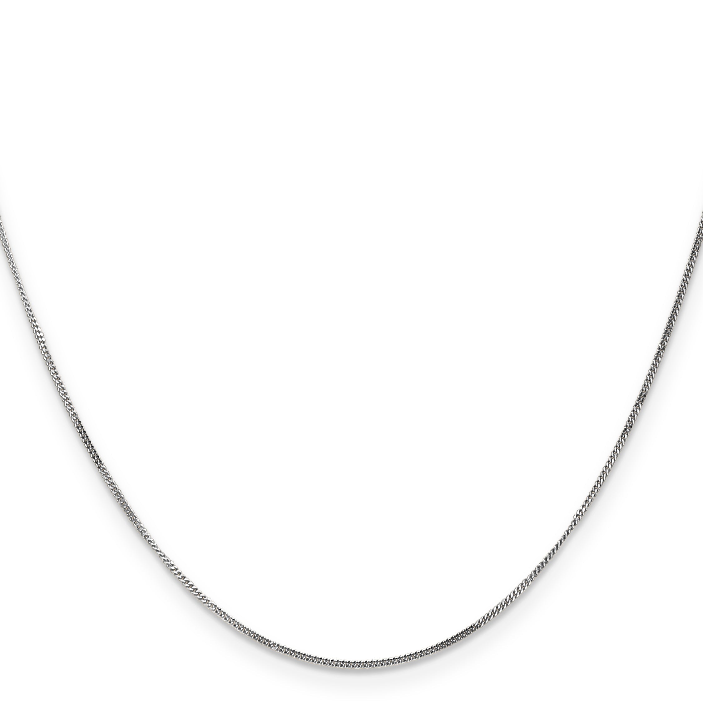 14K White Gold 18 Inch .9mm Curb With Spring Ring Clasp Pendant Chain Necklace